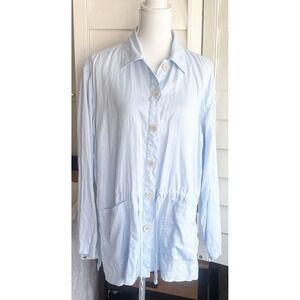 The Limited Women M 100% Linen Light Blue Button Front Shirt‎ utility Jacket
